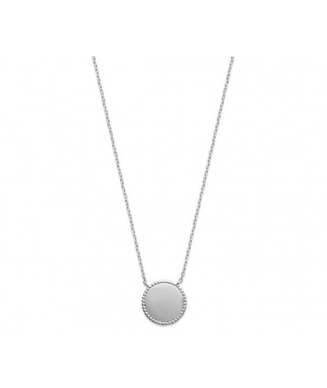 Collier pointillé avec médaille à graver en argent rhodié