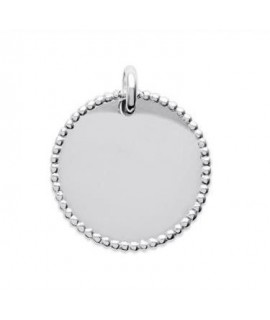 Médaille ronde pointillé pendentif à graver en argent rhodié