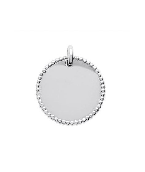 Médaille ronde pointillé pendentif à graver en argent rhodié