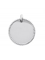 Médaille ronde pointillé pendentif à graver en argent rhodié