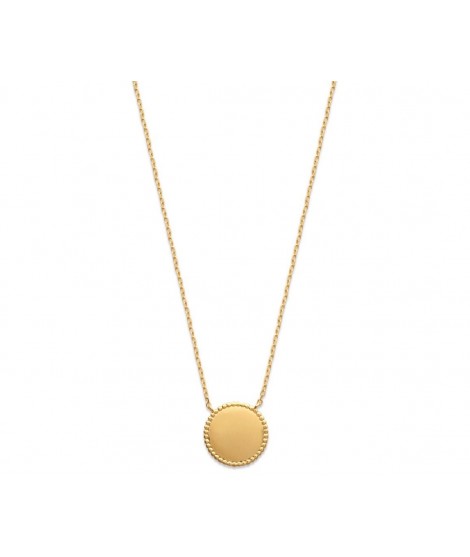 Collier pointillé avec médaille à graver en plaqué or jaune