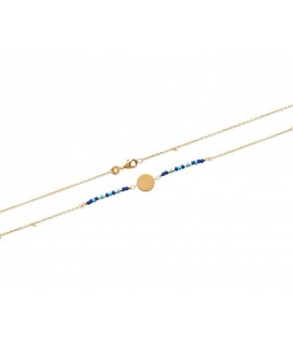 Bracelet nuances de bleu avec médaille à graver en plaqué or jaune