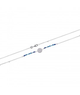 Bracelet nuances de bleu avec médaille à graver en argent rhodié