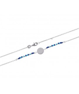 Bracelet nuances de bleu avec médaille à graver en argent rhodié