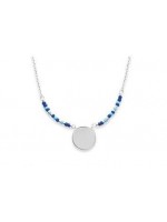 Collier nuances de bleu avec médaille à graver en argent rhhodié