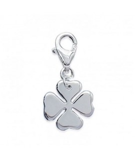 Charme Trèfle à 4 Feuilles En Argent 925 - Oxydes De Zirconium - Attache Mousqueton - TheCharmWorks
