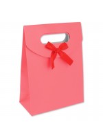 Boîte cadeau rose corail cartonnée noeud