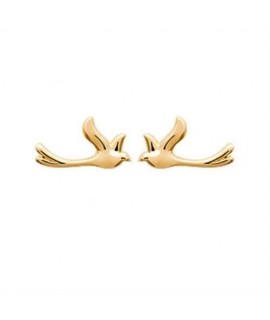 Boucles d'oreilles Oiseaux Hirondelle plaqué or