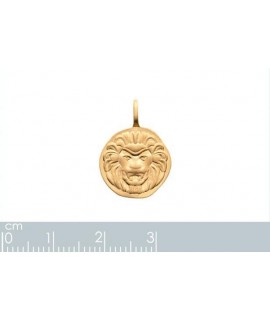 Pendentif médaille ronde Tête de lion plaqué or