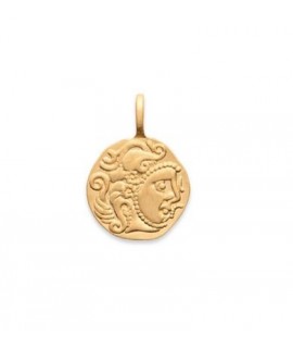 Pendentif médaille ronde Visage antique plaqué or