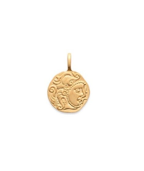 Pendentif médaille ronde Visage antique plaqué or