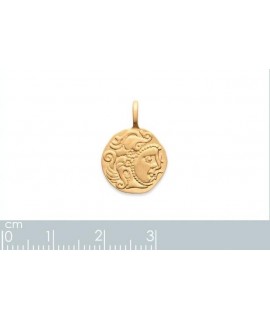 Pendentif médaille ronde Visage antique plaqué or