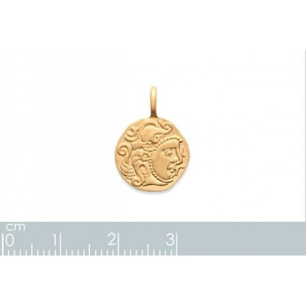 Médaille Ronde Ancienne En Plaqué Or Avec Perle Nacrée - Bijou Vintage En Bon État