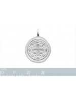 Pendentif médaille ronde Croix en argent massif