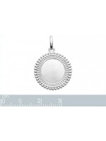 Médaille ronde pointillé pendentif à graver en argent rhodié