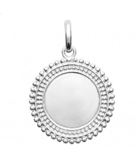 Médaille ronde pointillé pendentif à graver en argent rhodié