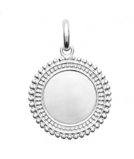 Médaille ronde pointillé pendentif à graver en argent rhodié