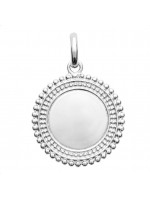 Médaille ronde pointillé pendentif à graver en argent rhodié