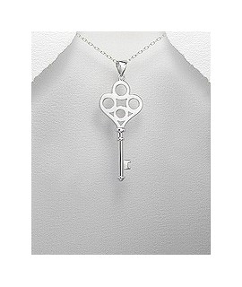 Pendentif grande clé en argent