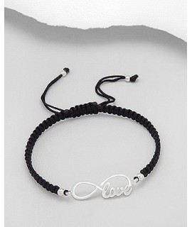 Bracelet infiny love macramé ajustable noir