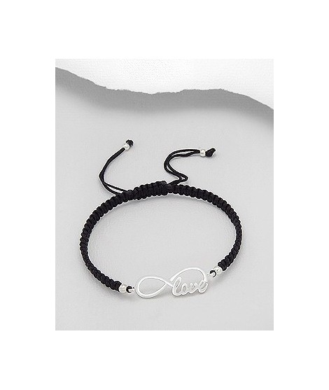 Bracelet infiny love macramé ajustable noir