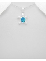 Pendentif tortue argent et bleue