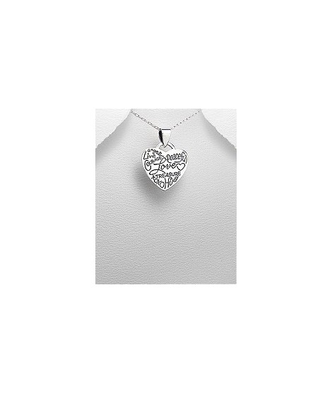 Pendentif coeur en argent avec gravures "Love"