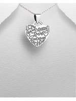 Pendentif coeur en argent avec gravures "Love"