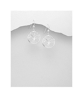 Boucles d'oreilles Arbre de vie en argent 23 mm