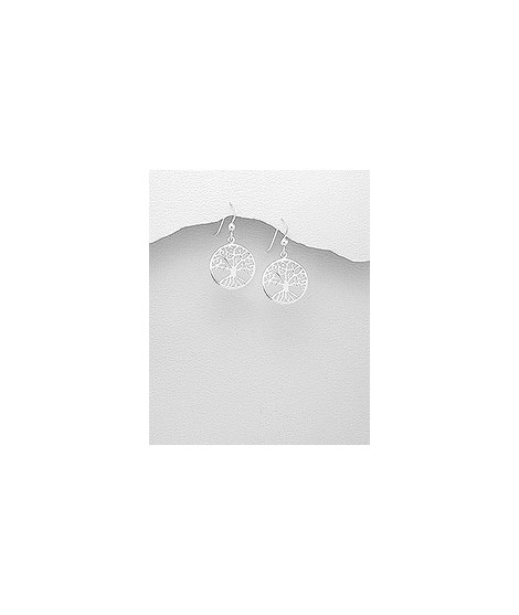 Boucles d'oreilles Arbre de vie en argent 23 mm