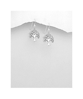 Boucles d'oreilles Arbre de vie en argent 30 mm