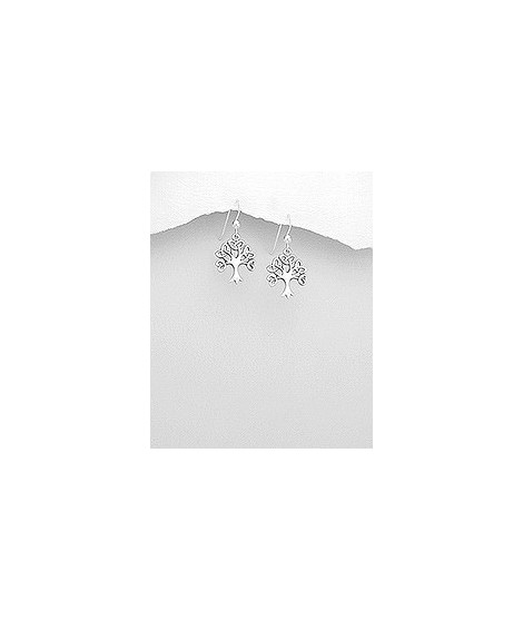 Boucles d'oreilles Arbre de vie en argent 30 mm