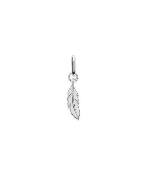 Pendentif mini plume en argent rhodié