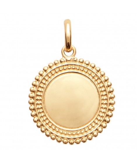 Médaille ronde pointillé pendentif à graver plaqué or avec ou sans gravure