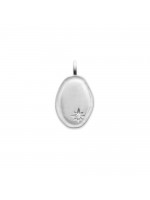 Pendentif médaille ovale en argent rhodié motif étoile oxyde de zirconium oz brillant avec ou sans gravure bijou personnalisé