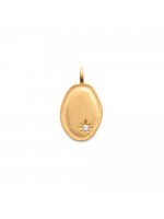 Pendentif médaille ovale en plaqué or jaune motif étoile oxyde de zirconium oz brillant avec ou sans gravure bijou personnalisé