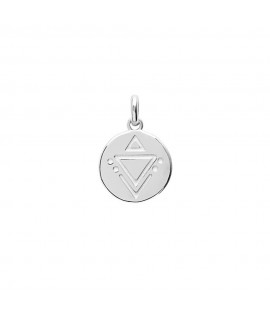 Pendentif médaille ronde en argent rhodié motif triangle inca avec ou sans gravure bijou personnalisé