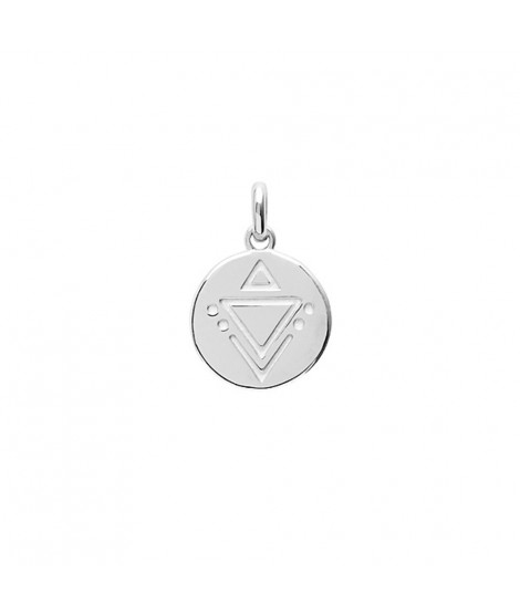 Pendentif médaille ronde en argent rhodié motif triangle inca avec ou sans gravure bijou personnalisé