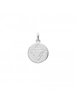 Pendentif médaille ronde en argent rhodié motif triangle inca avec ou sans gravure bijou personnalisé