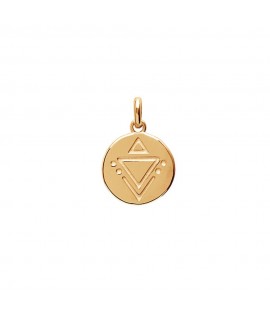Pendentif médaille ronde en plaqué or jaune motif triangle inca avec ou sans gravure bijou personnalisé