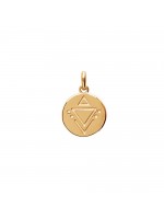 Pendentif médaille ronde en plaqué or jaune motif triangle inca avec ou sans gravure bijou personnalisé