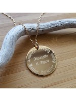 Médaille ronde 27 mm pendentif à graver plaqué or avec ou sans gravure