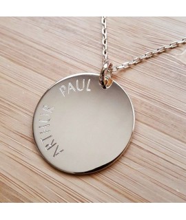 Médaille ronde 27 mm pendentif à graver plaqué or avec ou sans gravure