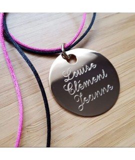 Médaille ronde 27 mm pendentif à graver plaqué or avec ou sans gravure