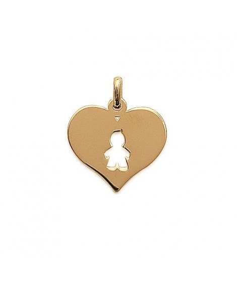 Pendentif coeur garçon en plaqué or avec ou sans gravure