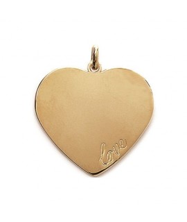 Pendentif coeur "love" en plaqué or avec ou sans gravure