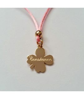 Pendentif trèfle à 4 feuilles porte bonheur à graver plaqué or avec ou sans gravure