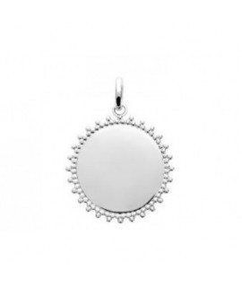 Pendentif médaille ronde 20 mm en argent rhodié à graver avec ou sans gravure