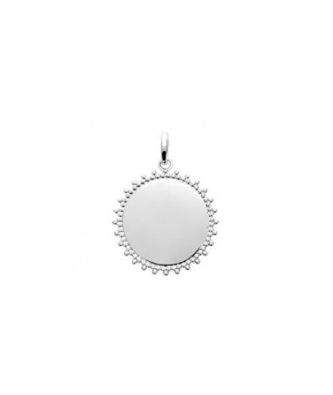 Pendentif médaille ronde 20 mm en argent rhodié à graver avec ou sans gravure