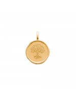 Pendentif médaille ronde 16 mm couronne de laurier en plaqué or à graver avec ou sans gravure